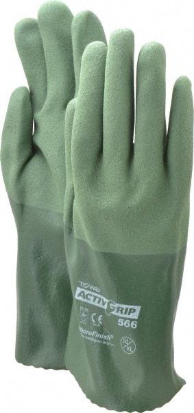 PIP - Size XL (10), 12" Long, Supported, Nitrile Chemical Resistant Gloves - Textured Finish, Cotton Lined, Safety Cuff, ANSI Abrasion Level 4, ANSI Cut Level 0, ANSI Puncture Level 1, Green - Americas Industrial Supply