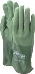 PIP - Size XL (10), 12" Long, Supported, Nitrile Chemical Resistant Gloves - Textured Finish, Cotton Lined, Safety Cuff, ANSI Abrasion Level 4, ANSI Cut Level 0, ANSI Puncture Level 1, Green - Americas Industrial Supply