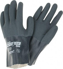 PIP - Size M (8) Nitrile Coated Cotton General Protection Work Gloves - For General Purpose, Fully Coated, Safety Cuff, Full Fingered, Gray, Paired - Americas Industrial Supply