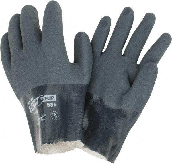 PIP - Size XL (10) Nitrile Coated Cotton General Protection Work Gloves - For General Purpose, Fully Coated, Safety Cuff, Full Fingered, Gray, Paired - Americas Industrial Supply