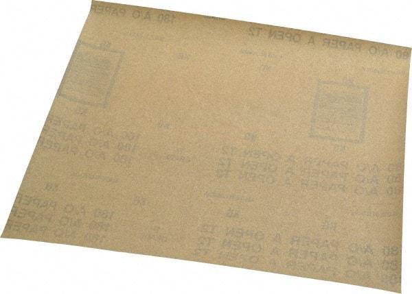 Norton - 180 Grit, Aluminum Oxide Sanding Sheet - 11" Long x 9" Wide, Very Fine Grade, A Weighted Paper Backing - Americas Industrial Supply