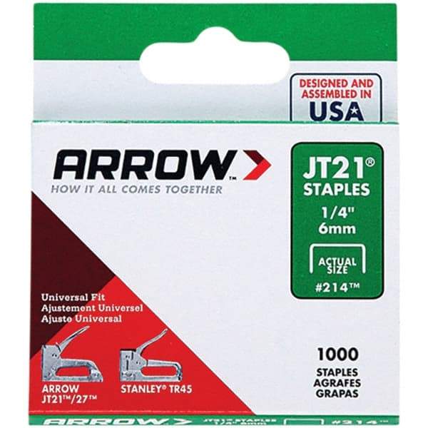 Arrow - 7/16" Wide Galvanized Steel Light-Duty Staples - 1/4" Leg Length - Americas Industrial Supply