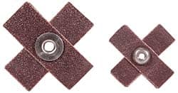 Norton - 120 Grit, Fine Grade, Aluminum Oxide Cross Pad - 1-1/2" Long x 1-1/2" Wide x 1/2" Thick, Cloth Backed, X Backing Weight, 8 Ply, 24,000 Max RPM - Americas Industrial Supply