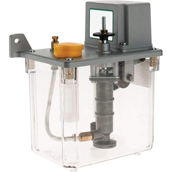 Trico - 2 L Reservoir Capacity, 15 cc Output per Cycle, 15 cc Output per Hour, Central Lubrication System Electric Pump - 0-60 min Interval Between Cycles, 165mm Wide x 255mm High, 110 Volt, Oil, 5/16-24 Outlet Thread - Americas Industrial Supply