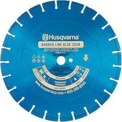 Husqvarna - 20" Diam, 1" Arbor Hole Diam, Continuous Edge Tooth Wet & Dry Cut Saw Blade - Diamond-Tipped, General Purpose Action, Standard Round Arbor - Americas Industrial Supply