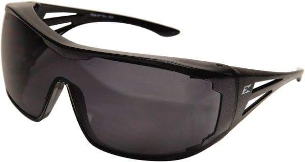 Edge Eyewear - Smoke Lenses, Frameless Safety Glasses - Scratch Resistant, Black Nylon Frame, Size Universal, Over the Glasses - Americas Industrial Supply