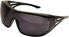 Edge Eyewear - Smoke Lenses, Frameless Safety Glasses - Scratch Resistant, Black Nylon Frame, Size Universal, Over the Glasses - Americas Industrial Supply