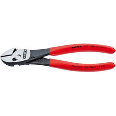 Knipex - 7-1/4" OAL, 24 AWG Capacity, Diagonal Cutter - 1" Jaw Length x 1-3/16" Jaw Width, Oval Head, Plastic Dipped Handle - Americas Industrial Supply