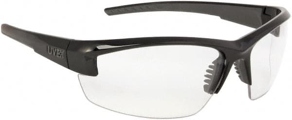 Uvex - Clear Lenses, Framed Safety Glasses - Anti-Fog, Scratch Resistant, Black Frame, Size Universal, Wrap Around - Americas Industrial Supply