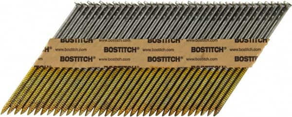 Stanley Bostitch - 12 Gauge 0.113" Shank Diam 2-3/8" Long Framing Nails for Power Nailers - Steel, Bright Finish, Ring Shank, Angled Stick Paper Tape Collation, Round Head - Americas Industrial Supply