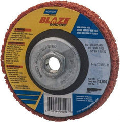 Norton - 4-1/2" Extra Coarse Grade Aluminum Oxide/Ceramic Deburring Disc - 5/8-11 Threaded Center Hole, Arbor Mount Connection, Orange, 12,000 Max RPM - Americas Industrial Supply