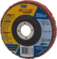 Norton - 7" Extra Coarse Grade Aluminum Oxide/Ceramic Deburring Disc - 7/8" Center Hole, Arbor Connection, Orange, 7,000 Max RPM - Americas Industrial Supply