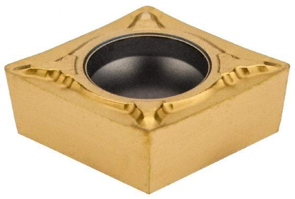 Seco - CCMT32.51 F1 Grade CP500 Carbide Turning Insert - TiAlN/TiN Finish, 80° Diamond, 3/8" Inscr Circle, 5/32" Thick, 1/64" Corner Radius - Americas Industrial Supply