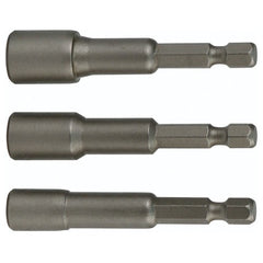Nut Setter Magnetic 3 Piece Set 1/4, 5/16 & 3/8 × 4″ OAL on 1/4″ Hex Drive - Americas Industrial Supply