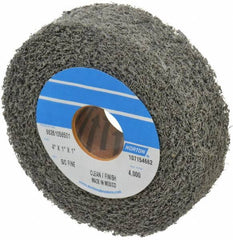 Norton - 4" Diam, 1" Face Width, 1" Center Hole, Fine Grade, Silicon Carbide Deburring Wheel - Convolute, Medium Density 4 Grade, 4,000 RPM - Americas Industrial Supply