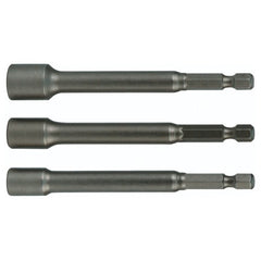 Nut Setter Magnetic 3 Piece Set 1/4, 5/16 & 3/8 × 6″ OAL on 1/4″ Hex Drive - Americas Industrial Supply