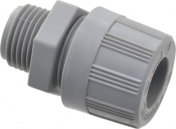 Woodhead Electrical - 12.7 to 14.27mm Capacity, Liquidtight, Straight Strain Relief Cord Grip - 1/2 NPT Thread, Nylon - Americas Industrial Supply