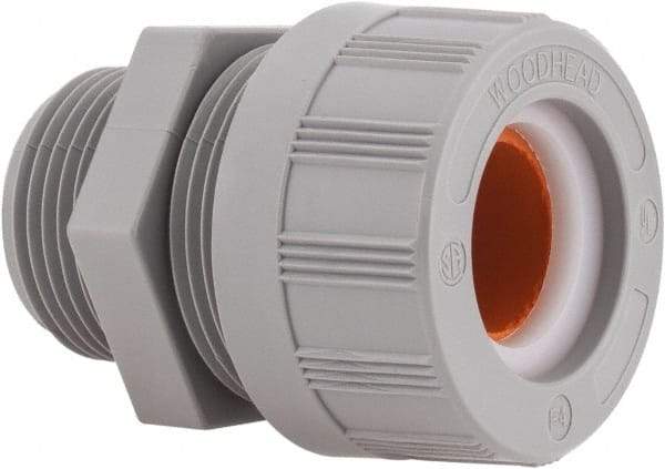 Woodhead Electrical - 15.88 to 19.05mm Capacity, Liquidtight, Straight Strain Relief Cord Grip - 1 NPT Thread, Nylon - Americas Industrial Supply