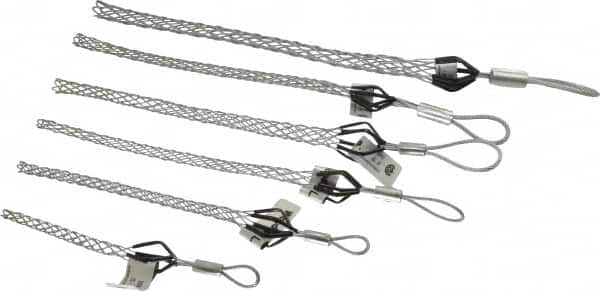 Woodhead Electrical - Flexible Eye, Closed Mesh, Steel Wire Pulling Grip Set - 5-12" Mesh, 1/4 to 1.24" Cable Diam - Americas Industrial Supply