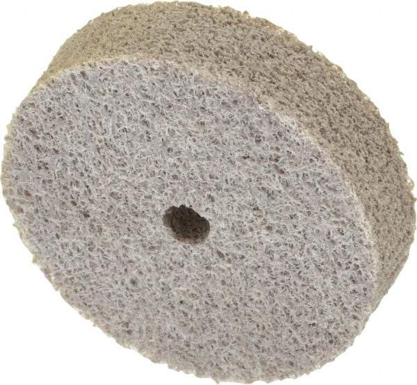 Norton - 2" Diam, 1/2" Face Width, 1/4" Center Hole, Fine Grade, Aluminum Oxide Deburring Wheel - Unitized, Medium Density 4 Grade, 11,000 RPM - Americas Industrial Supply