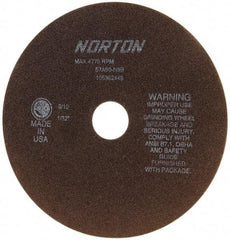 Norton - 8" 60 Grit Aluminum Oxide Cutoff Wheel - 1/32" Thick, 1-1/4" Arbor, 4,775 Max RPM, Use with Stationary Tools - Americas Industrial Supply