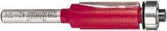 Freud - 1/2" Cut Diam, 1" Length of Cut, 7 Flute Flush Trim Edge Profile Router Bit - Carbide-Tipped, 1/4" Shank Diam, 2-13/16" OAL, Proprietary Coating - Americas Industrial Supply