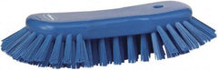 Vikan - 1.3" Bristle Length, Polyester Utility Scrub Brush - 7-3/4" Long x 3" Wide Head, 8" OAL, Blue, Polypropylene Block - Americas Industrial Supply