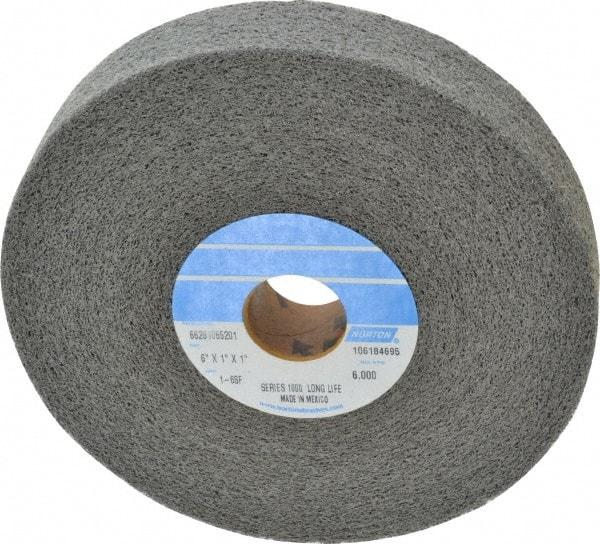 Norton - 6" Diam, 1" Face Width, 1" Center Hole, Fine Grade, Silicon Carbide Deburring Wheel - Convolute, Medium Density 6 Grade, 4,500 RPM - Americas Industrial Supply