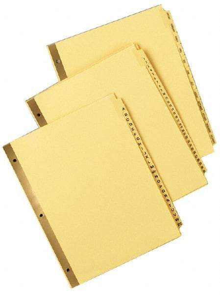 UNIVERSAL - 8-1/2 x 11" Jan to Dec Label, 12 Tabs, Double Sided Gold Mylar, Tab Divider - Tan/Black Tabs, Buff Folder - Americas Industrial Supply