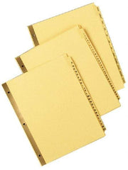 UNIVERSAL - 8-1/2 x 11" 1 to 31 Label, 31 Tabs, Double Sided Gold Mylar, Tab Divider - Tan/Black Tabs, Buff Folder - Americas Industrial Supply