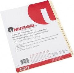 UNIVERSAL - 8-1/2 x 11" A to Z Label, 26 Tabs, Single Sided Clear Mylar, Tab Divider - Tan/Black Tabs, Buff Folder - Americas Industrial Supply