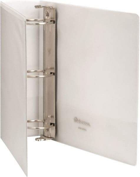 UNIVERSAL - 3" Sheet Capacity, 8-1/2 x 11", Round Ring Economy View Binder - Clear Matte Finish Overlay, White - Americas Industrial Supply