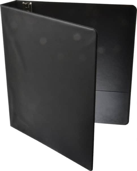 UNIVERSAL - 1-1/2" Sheet Capacity, 8-1/2 x 11", Round Ring Binder Without Label Holder - Suede Finish Vinyl Cover, Black - Americas Industrial Supply