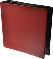 UNIVERSAL - 2" Sheet Capacity, 8-1/2 x 11", Round Ring Binder Without Label Holder - Suede Finish Vinyl Cover, Red - Americas Industrial Supply