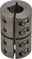 Climax Metal Products - 1/2" Inside x 1-1/8" Outside Diam, One Piece Split Clamping Collar with Keyway - 1-3/4" Long x 1/8" Keyway Width x 1/16" Keyway Depth - Americas Industrial Supply