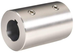 Climax Metal Products - 30mm Inside x 57mm Outside Diam, Metric Set Screw Rigid Coupling with Keyway - 101mm Long x 8mm Keyway Width x 3.3mm Keyway Depth - Americas Industrial Supply