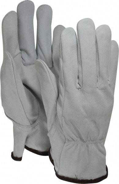 MCR Safety - Size L (9) Grain Goatskin General Protection Work Gloves - For Work & Driver, Uncoated, Slip-On Cuff, Full Fingered, White, Paired - Americas Industrial Supply