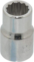 Proto - 3/8" Drive, Standard Hand Socket - 12 Points, 1-3/32" OAL, Chrome Finish - Americas Industrial Supply