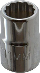 Proto - 3/8" Drive, Standard Hand Socket - 12 Points, 1-3/32" OAL, Chrome Finish - Americas Industrial Supply