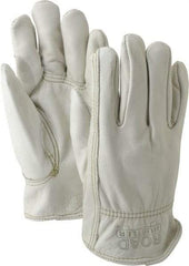 MCR Safety - Size M (8) Grain Cowhide General Protection Work Gloves - For Work & Driver, Uncoated, Slip-On Cuff, Full Fingered, Cream, Paired - Americas Industrial Supply