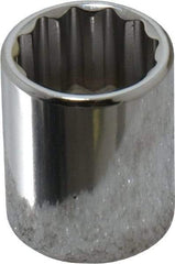 Proto - 3/8" Drive, Standard Hand Socket - 12 Points, 1-1/8" OAL, Chrome Finish - Americas Industrial Supply