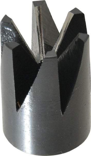 Made in USA - 60° Included Angle, 3/8-24" Hole Thread, Chamfer Edge, High Speed Steel, Outer Tube Edge Finishing Cutter - 7/8" Cutter Head Outside Diam, 1/2" Max Workpiece, 1-1/4" Long, 1/8" Threaded Hole Diam - Americas Industrial Supply