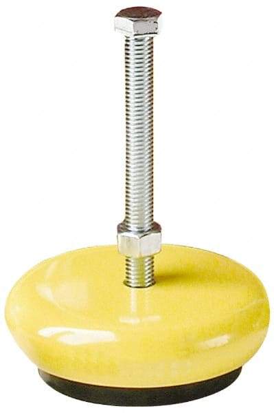 Gibraltar - 100 Lb Capacity, 1/4-28 Thread, Zinc Stud, Machine Socket Mount Leveling Mount - 1-3/4" Stud Length, 2" Base Diam, Elastomer Pad - Americas Industrial Supply