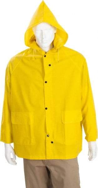 MCR Safety - Size 2XL, Yellow, Rain Jacket - 2 Pockets, Detachable Hood, Snap at Wrist - Americas Industrial Supply