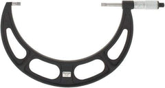 Starrett - 7" to 8" Mechanical Satin Chrome Coated Blade Micrometer - 0.001" Graduation, 0.76mm Blade Thickness, Speeder Thimble - Americas Industrial Supply