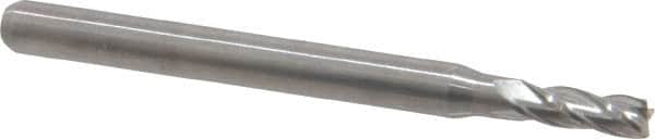 Kyocera - 0.095", 0.285" LOC, 1/8" Shank Diam, 1-1/2" OAL, 4 Flute, Solid Carbide Square End Mill - Single End, Uncoated, Spiral Flute, 30° Helix, Centercutting, Right Hand Cut, Right Hand Flute, Series 1810 - Americas Industrial Supply