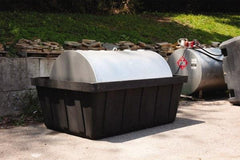 Eagle - 635 Gal Sump, 10,000 Lb Capacity, 1 Drum, Polyethylene Spill Deck or Pallet - 88" Long x 62" Wide x 33" High, Black, Drain Included, Horizontal, 1 Tank Drum Configuration - Americas Industrial Supply