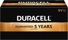Duracell - Size 9V, Alkaline, 12 Pack, Standard Battery - 9 Volts, Snap Terminal, 6LR61, ANSI 1604A Regulated - Americas Industrial Supply