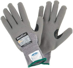 ATG - Size M, ANSI Cut Lvl A4, Cut Resistant Gloves - Palm, Fingers & Knuckles Coated, Gray - Americas Industrial Supply