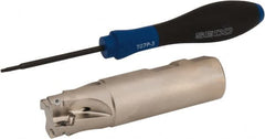 Seco - 1" Cut Diam, 0.354" Max Depth of Cut, 1" Shank Diam, 3.78" OAL, Indexable Square Shoulder End Mill - XO.X 10T3.. Inserts, Weldon Shank, 90° Lead Angle, Through Coolant, Series Turbo 10 - Americas Industrial Supply